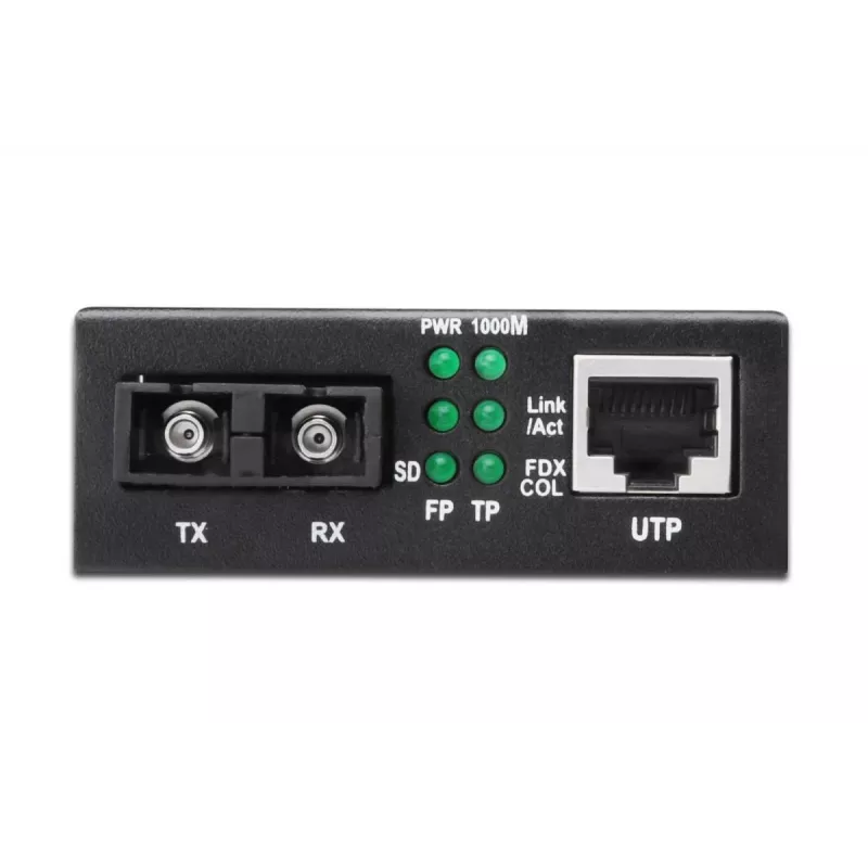 DIGITUS DN-82120-1 convertitore di supporti Gigabit, multimodale, da 10/100/1000Base-T a 1000Base-SX, RJ45 / SC, 850 nm, fino a 0,5 km
