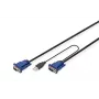 DIGITUS Kit cavi KVM, VGA, mouse PS/2, tastiera PS/2, USB HD DB15/M, 2xMiniDIN6/M, USB Type-A/M – HD DB15/M nero, 1,8 m