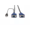 DIGITUS Kit cavi KVM, VGA, mouse PS/2, tastiera PS/2, USB HD DB15/M, 2xMiniDIN6/M, USB Type-A/M – HD DB15/M nero, 1,8 m