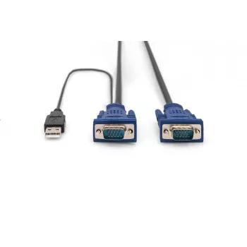 DIGITUS Kit cavi KVM, VGA, mouse PS/2, tastiera PS/2, USB HD DB15/M, 2xMiniDIN6/M, USB Type-A/M – HD DB15/M nero, 1,8 m
