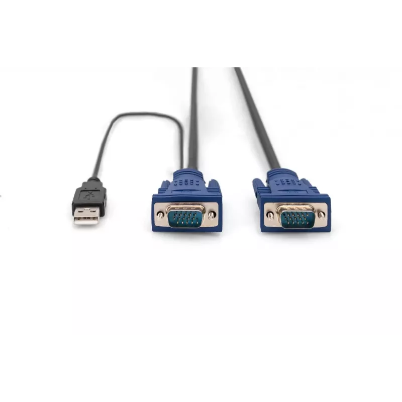 DIGITUS Kit cavi KVM, VGA, mouse PS/2, tastiera PS/2, USB HD DB15/M, 2xMiniDIN6/M, USB Type-A/M – HD DB15/M nero, 1,8 m
