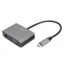DIGITUS Adattatore USB-C - mini DP + VGA, 20 cm 4K/30Hz, argento, case in alluminio