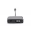DIGITUS Adattatore USB-C - mini DP + VGA, 20 cm 4K/30Hz, argento, case in alluminio