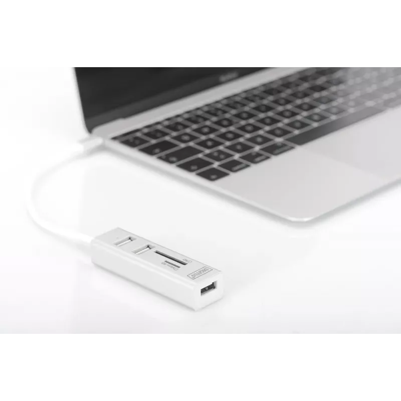 DIGITUS HUB USB 2.0 Type-C con lettore di schede 3x USB 2.0. 1x SD, 1x MicroSD case in alluminio