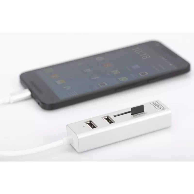 DIGITUS HUB USB 2.0 Type-C con lettore di schede 3x USB 2.0. 1x SD, 1x MicroSD case in alluminio