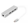 DIGITUS Hub USB 3.0 Type-C 3 porte con Gigabit Ethernet 3x USB A/F,1xUSB C/M,1x RJ45 LAN
