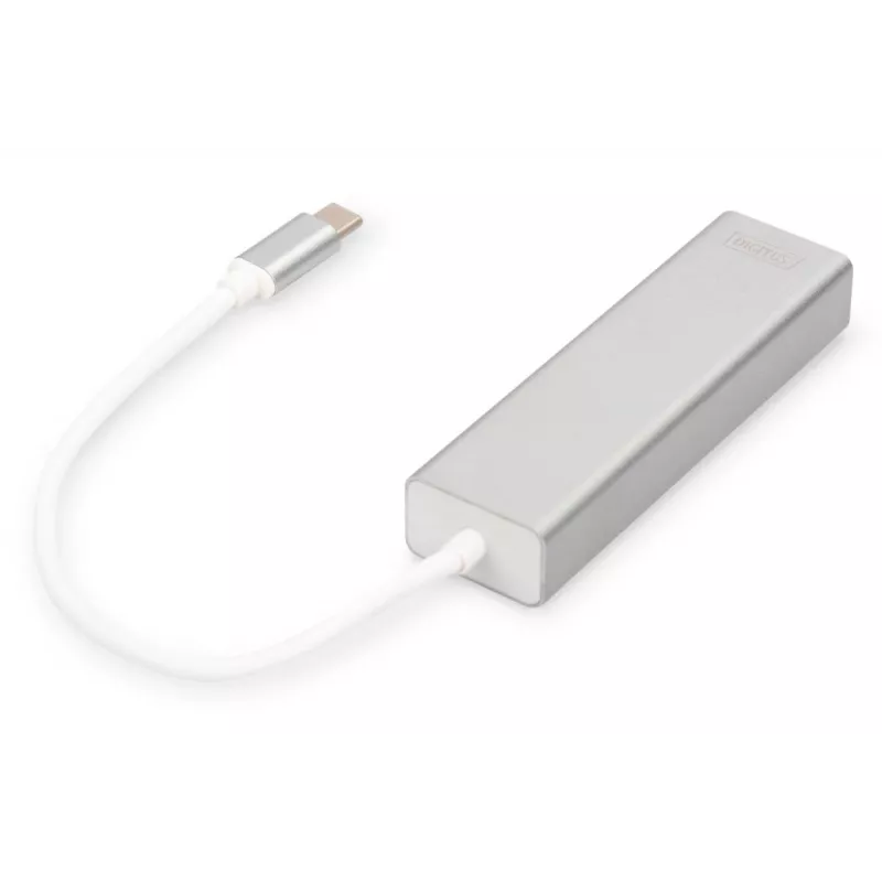 DIGITUS Hub USB 3.0 Type-C 3 porte con Gigabit Ethernet 3x USB A/F,1xUSB C/M,1x RJ45 LAN