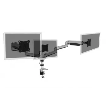 DIGITUS Supporto da tavolo universale per tre monitor con molla a gas e fissaggio a morsa