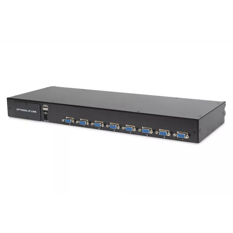 DIGITUS DS-72211-3GE console KVM LCD da 19 pollici, VGA a 16 porte, touchpad, tastiera tedesca
