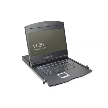 DIGITUS console TFT modulare 48,3 cm (19 inch) con KVM Cat.5 a 8 porte, RAL 9005 nero - Qwertzu tedesco