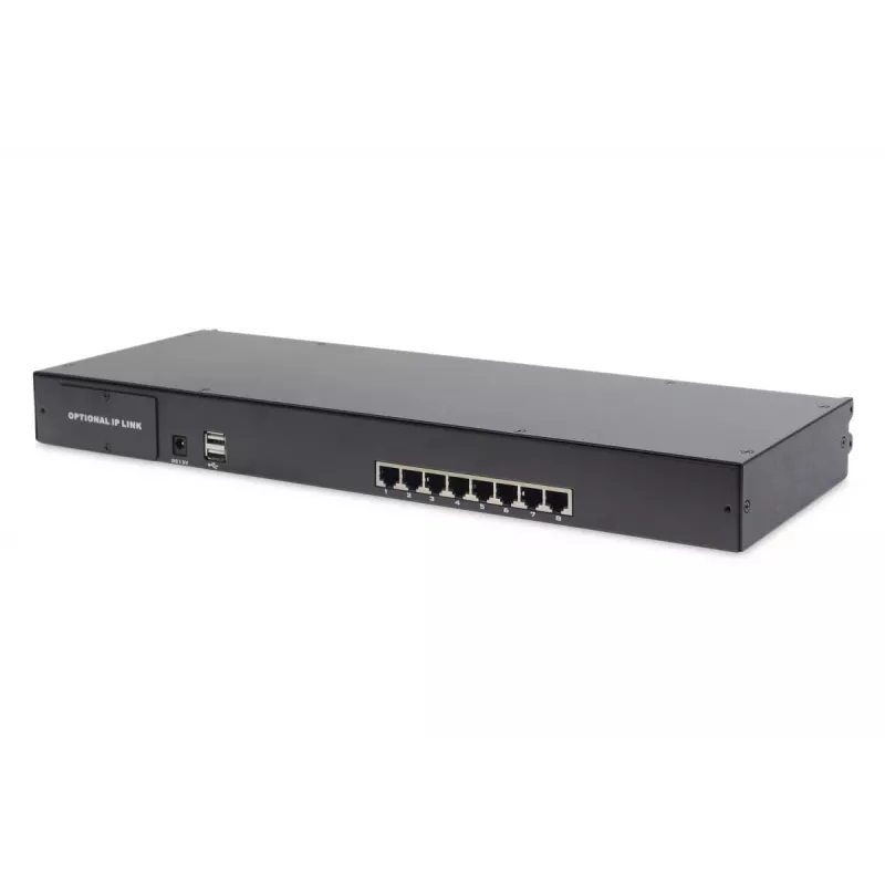 DIGITUS console TFT modulare 48,3 cm (19 inch) con KVM Cat.5 a 8 porte, RAL 9005 nero - Qwertzu tedesco