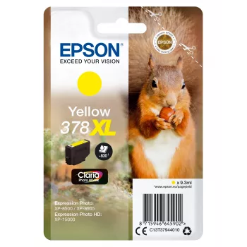 Epson Squirrel confezione singola giallo 378XL Claria Photo HD inchiostro, alta resa (XL), giallo, inchiostro pigmentato, 9,3 ml, 1 pz., 830 pagine