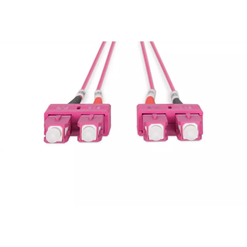 DIGITUS cavo patch in fibra ottica, SC su SC multimodale OM4 - 50/125 µ, duplex, colore RAL4003 lunghezza 1 m