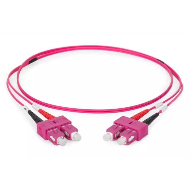 DIGITUS cavo patch in fibra ottica, SC su SC multimodale OM4 - 50/125 µ, duplex, colore RAL4003 lunghezza 1 m