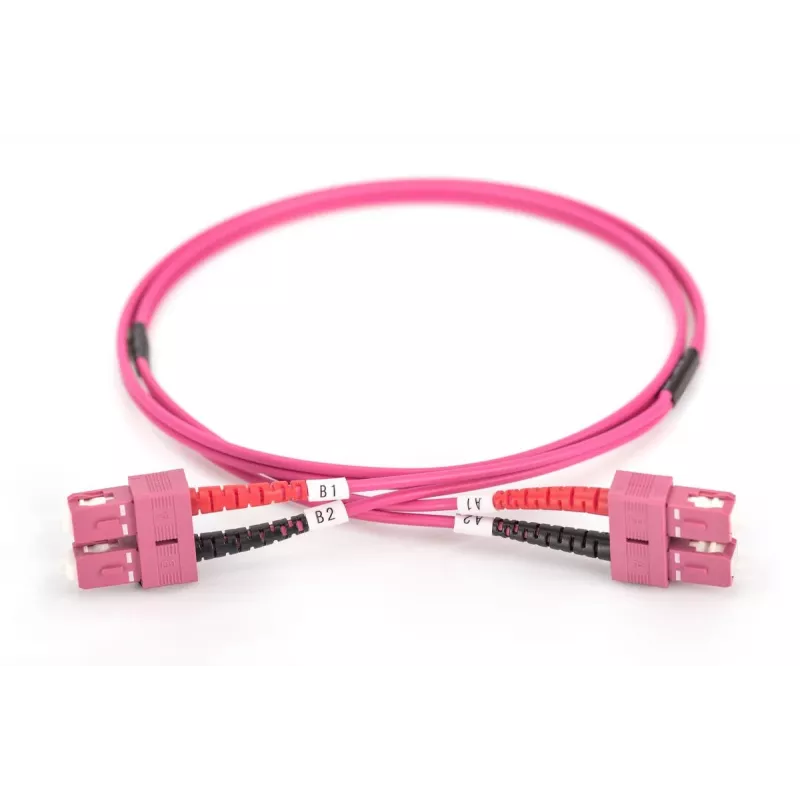 DIGITUS cavo patch in fibra ottica, SC su SC multimodale OM4 - 50/125 µ, duplex, colore RAL4003 lunghezza 2 m