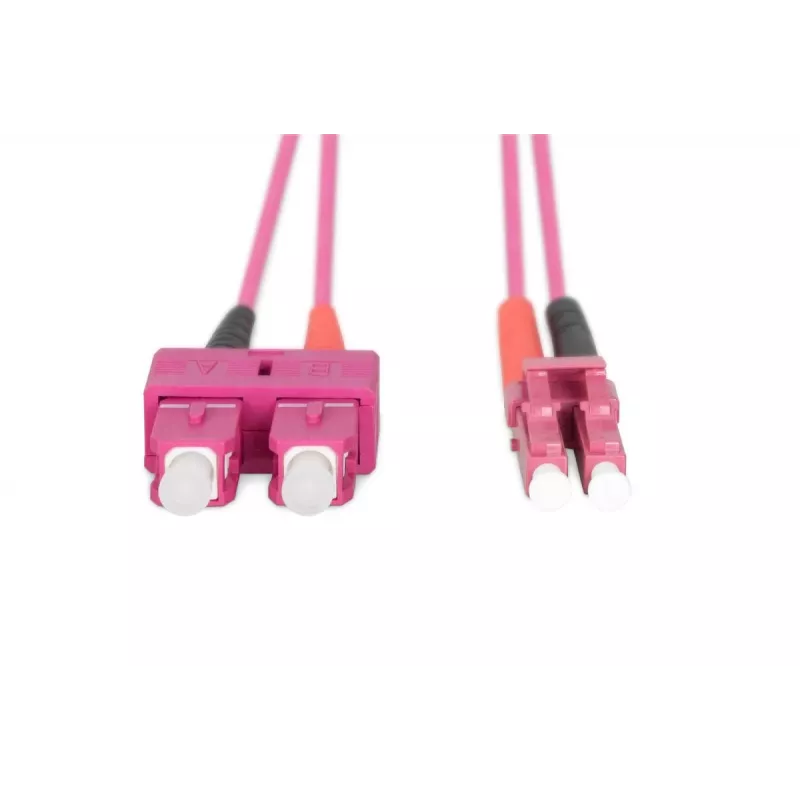 DIGITUS cavo patch in fibra ottica, LC su SC multimodale OM4 - 50/125 µ, duplex, colore RAL4003 lunghezza 1 m