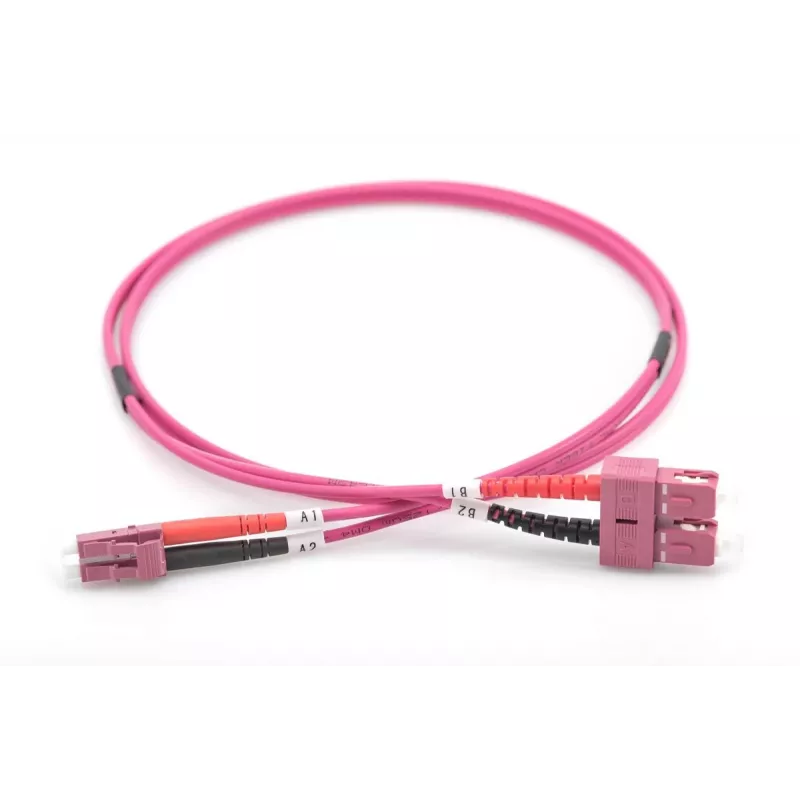 DIGITUS cavo patch in fibra ottica, LC su SC multimodale OM4 - 50/125 µ, duplex, colore RAL4003, lunghezza 3 m