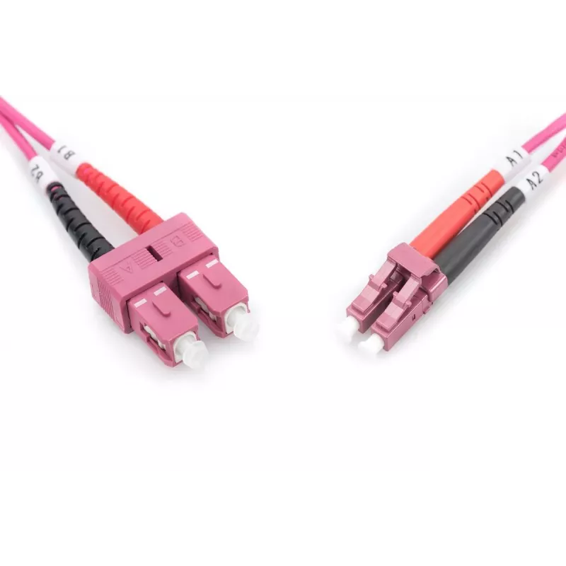 DIGITUS cavo patch in fibra ottica, LC su SC multimodale OM4 - 50/125 µ, duplex, colore RAL4003, lunghezza 5 m