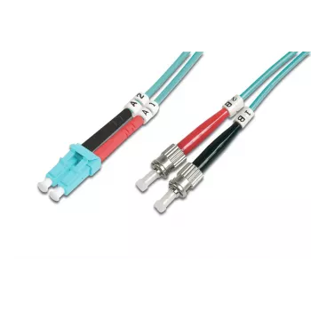 DIGITUS cavo patch in fibra ottica, LC su ST multimodale 50/125 µ, duplex lunghezza 5 m classe OM3