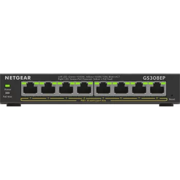 NETGEAR switch 8 porte Gigabit Ethernet PoE+ Plus (GS308EP) gestito L2/L3 Gigabit Ethernet (10/100/1000) Power over Ethernet (PoE) nero