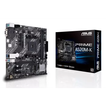 Scheda madre ASUS PRIME A520M-K, chipset AMD A520, socket AM4, micro ATX, 2x DDR4, 64 GB, 1x M.2, 4x SATA III, HDMI 2.1