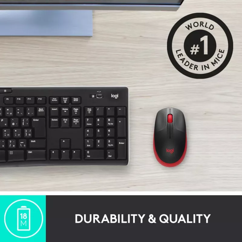 Mouse Logitech M190 Wireless USB rosso