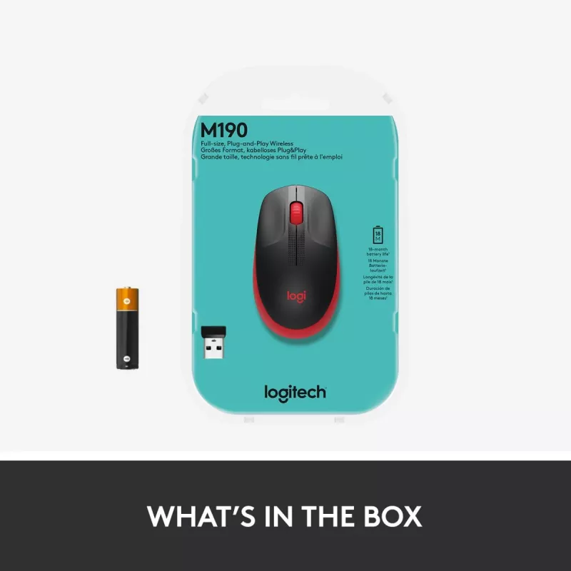 Mouse Logitech M190 Wireless USB rosso