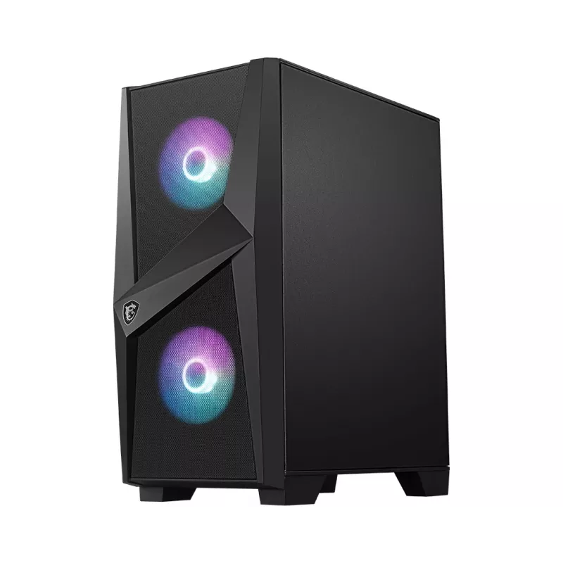 MSI MAG FORGE 100R case gaming Mid Tower, ATX/mATX/Mini-ITX, vetro temperato, 2 ventole ARGB da 120 mm, nero