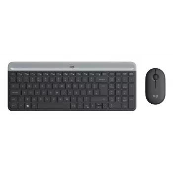 LOGITECH Combo tastiera e mouse wireless sottile Mk470 - Graphite - Tedesco Qwertz