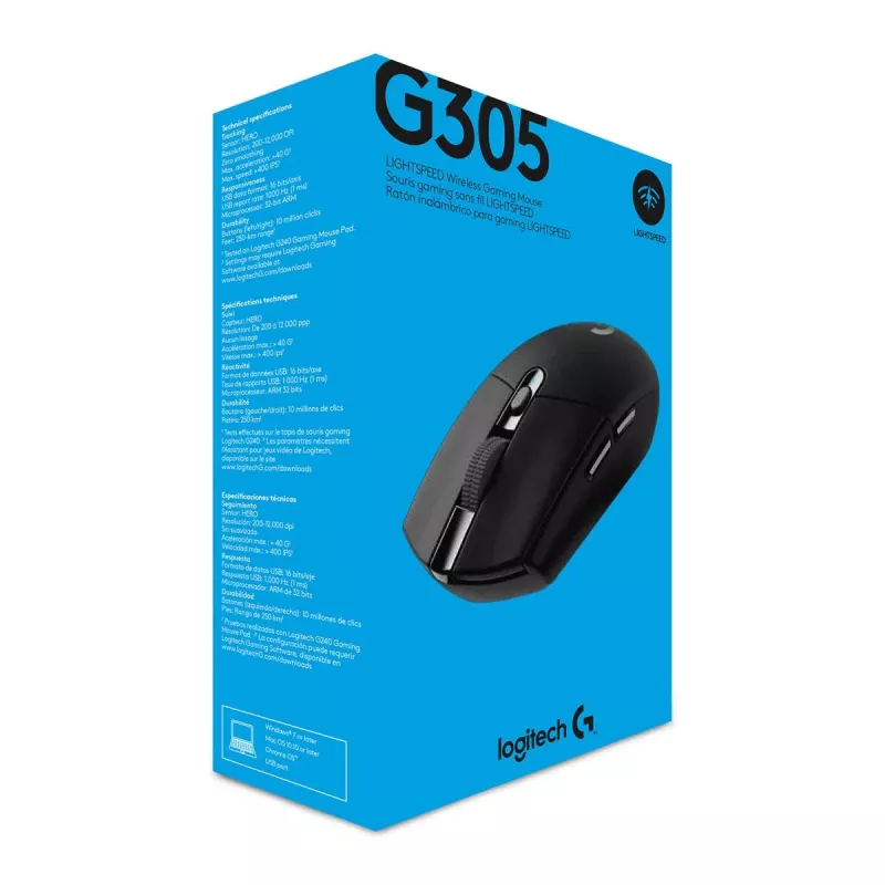 Logitech G305 Lightspeed mouse da gaming wireless, nero
