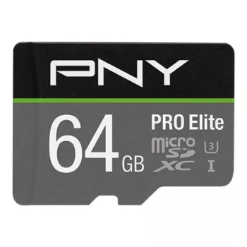 PNY Micro-SD Pro Elite 64 GB Class 10 UHS-I U3 A1 V30 adattatore SD