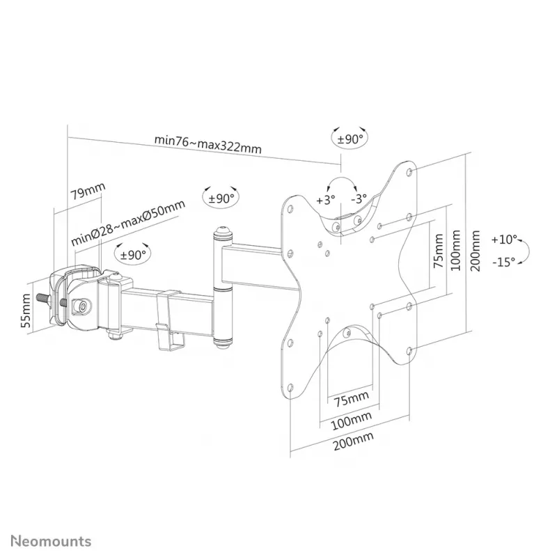 Supporto per palo TV Neomounts FL40-450BL12 58,4-106,7 cm (23-42