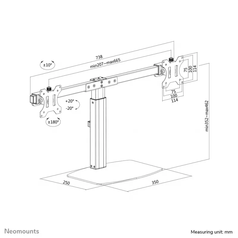Neomounts FPMA-D865D Nero supporto monitor 10-27 pollici - molla a gas