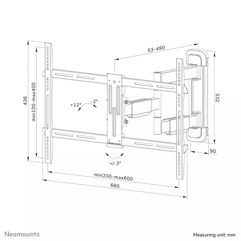 Neomounts WL40-550BL16 Supporto a parete per TV 40-65 pollici - completamente orientabile - installazione semplice