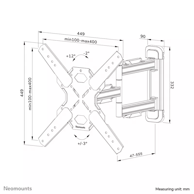 Neomounts WL40S-850BL14 Supporto a parete per TV 40-65 pollici - completamente orientabile - installazione rapida