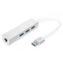DIGITUS Hub USB 3.0 a 3 porte e adattatore Gigabit LAN 3xUSB A/F, 1xUSB A/M, 1xRJ45 LAN Supporta Windows e Mac OS