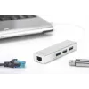 DIGITUS Hub USB 3.0 a 3 porte e adattatore Gigabit LAN 3xUSB A/F, 1xUSB A/M, 1xRJ45 LAN Supporta Windows e Mac OS