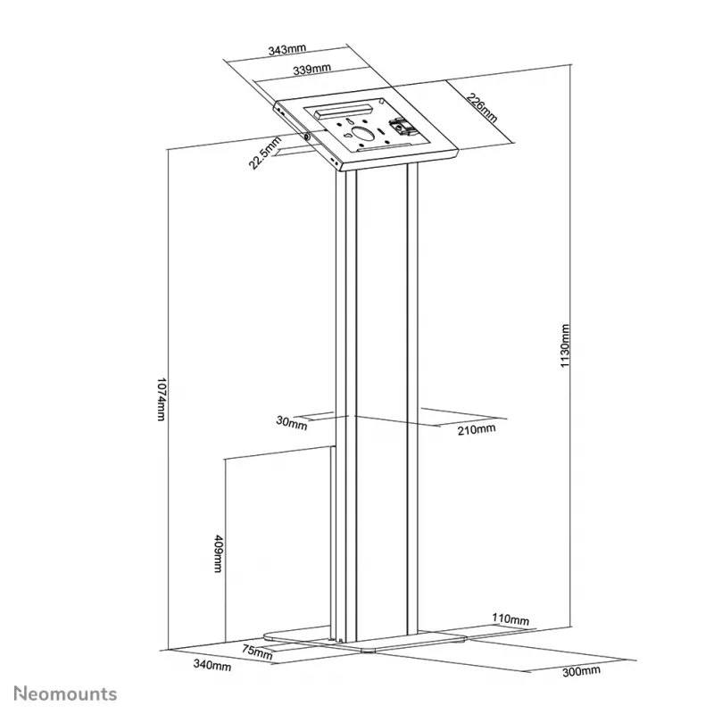 Neomounts FL15-750WH1 supporto a pavimento per tablet 9,7–11 pollici - con serratura