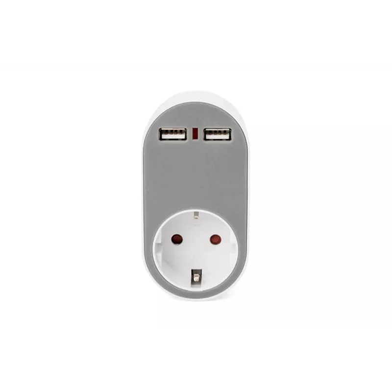 Alimentatore DIGITUS con 2 porte USB 250V, 50 Hz, USB: 5V, 2,1A, bianco / grigio