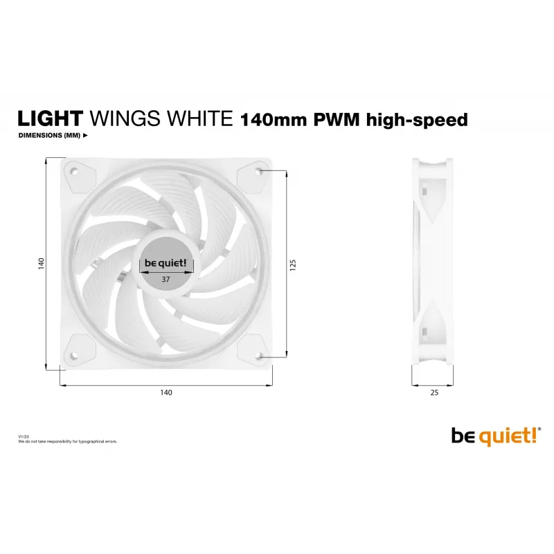 be quiet Light Wings White | 140mm PWM high-speed Triple-Pack ventola per case PC 14 cm 3 pezzi
