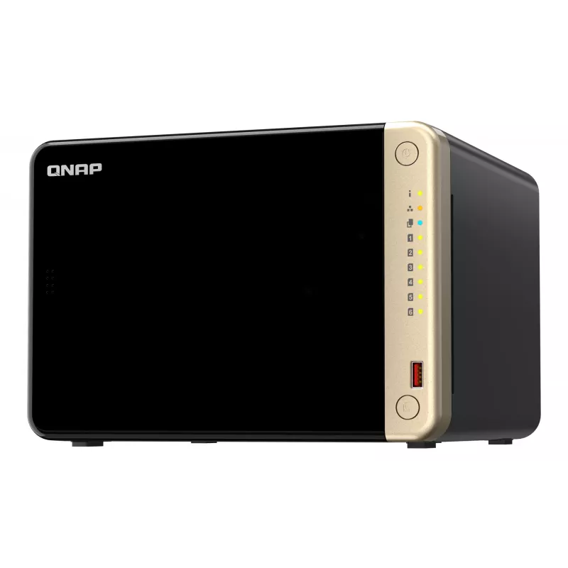 QNAP TS-664 NAS Tower Intel® Celeron® N5095 8 GB DDR4 0 TB QNAP QTS nero, bronzo