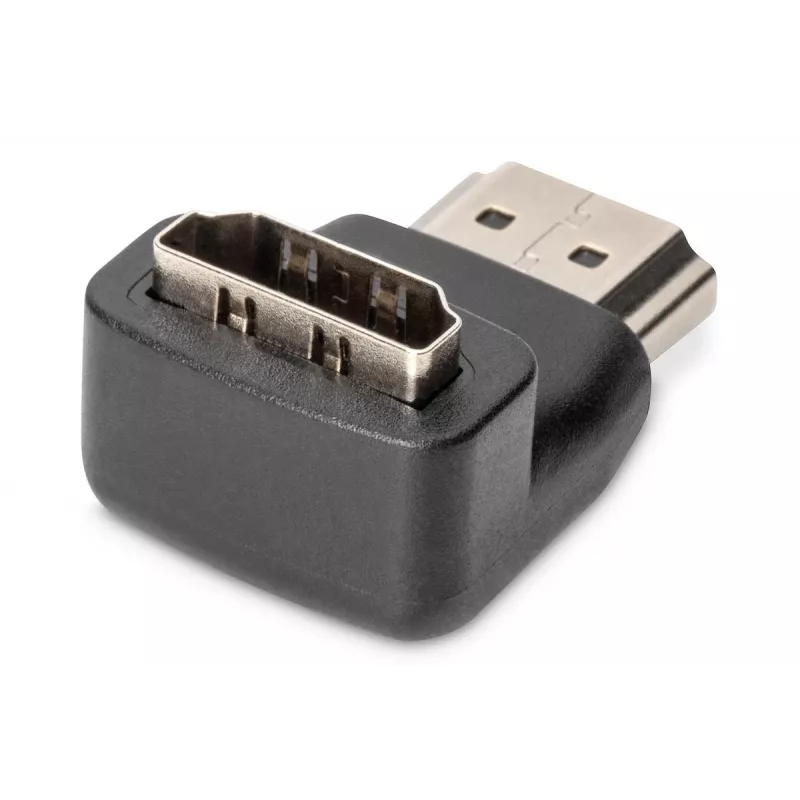 DIGITUS adattatore HDMI, tipo A, 90° angolare M/F, Ultra HD 60p, nero oro