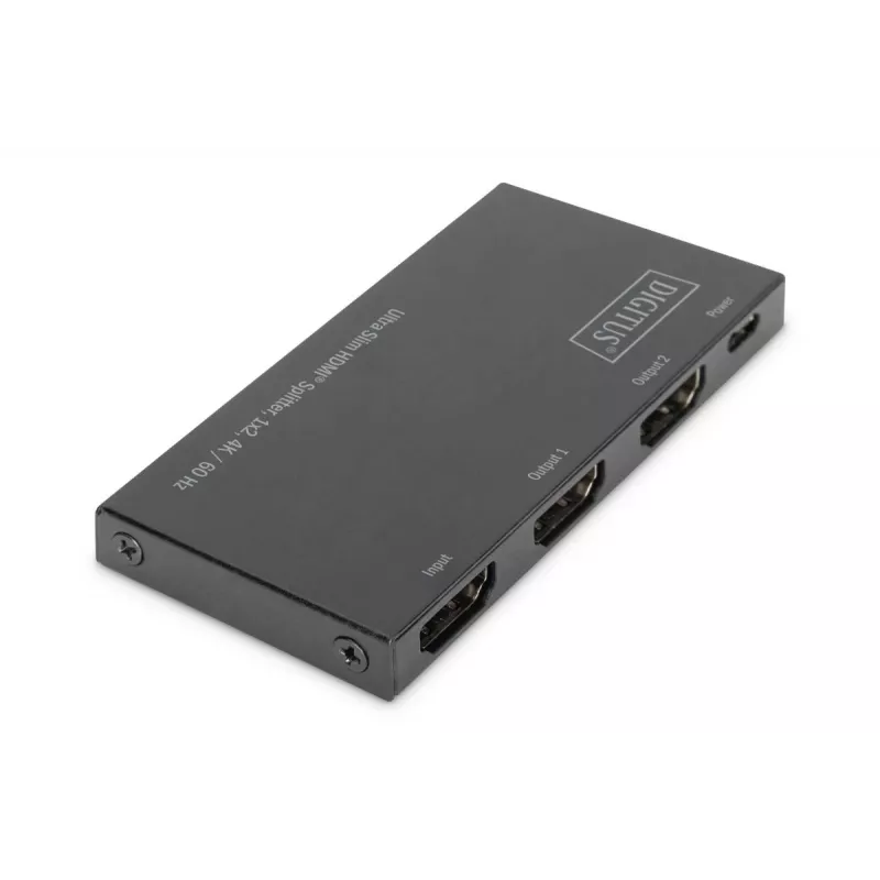 DIGITUS splitter HDMI ultra sottile, 1x2, 4K/60Hz HDR, HDCP 2.2, 18 Gbps, alimentazione Micro-USB