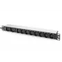 DIGITUS PDU in alluminio 1U per montaggio a rack 8x C13 2x C19 16A 230VAC 50/60Hz connettore IEC C20