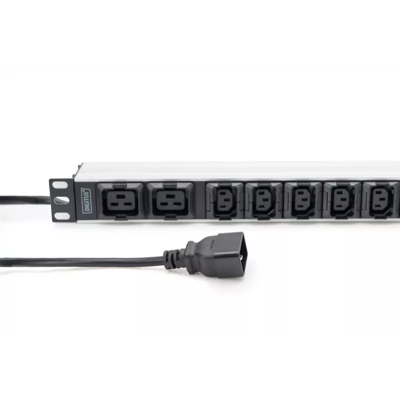 DIGITUS PDU in alluminio 1U per montaggio a rack 8x C13 2x C19 16A 230VAC 50/60Hz connettore IEC C20