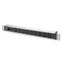DIGITUS PDU in alluminio 1U per montaggio a rack 9x C13 10A 230VAC 50/60Hz ingresso IEC C14 10A fusibile