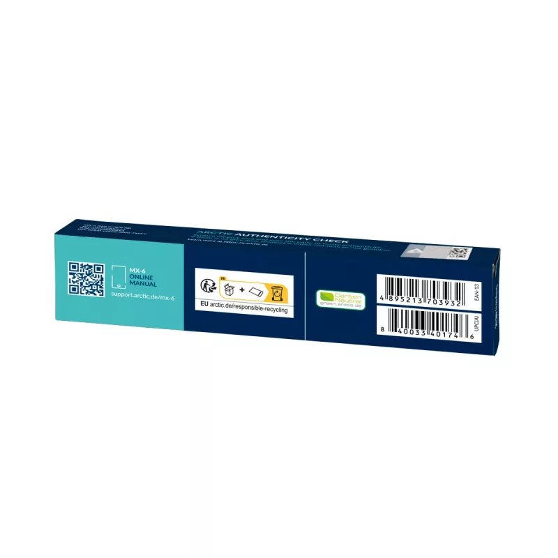 ARCTIC MX-6 ULTIMATE Performance Pasta termica, Pasta termica, Grigio, 8 g, 1 pz., 27 mm, 121 mm
