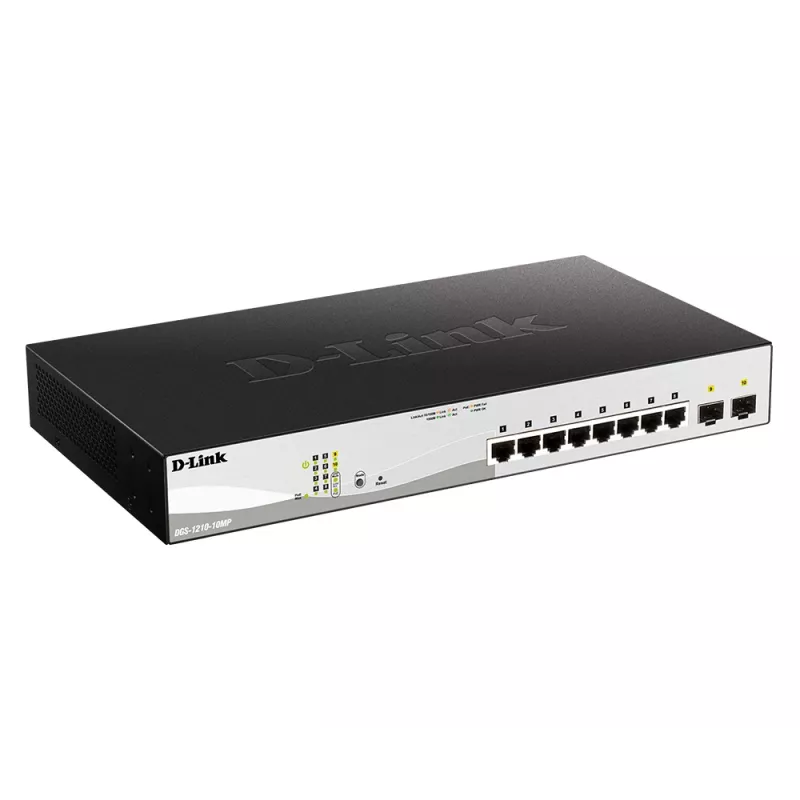 D-Link DGS-1210-10MP Managed L2 Gigabit Ethernet (10/100/1000) Power over Ethernet (PoE) nero, grigio
