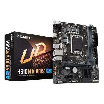 Scheda madre GIGABYTE H610M K DDR4 - supporta CPU Intel Core 14ª gen., design di alimentazione ibrido 3+1+1 fasi, fino a 3200 MHz DDR4, 1x PCIe 3.0 M.2, GbE LAN, USB 3.2 Gen 1