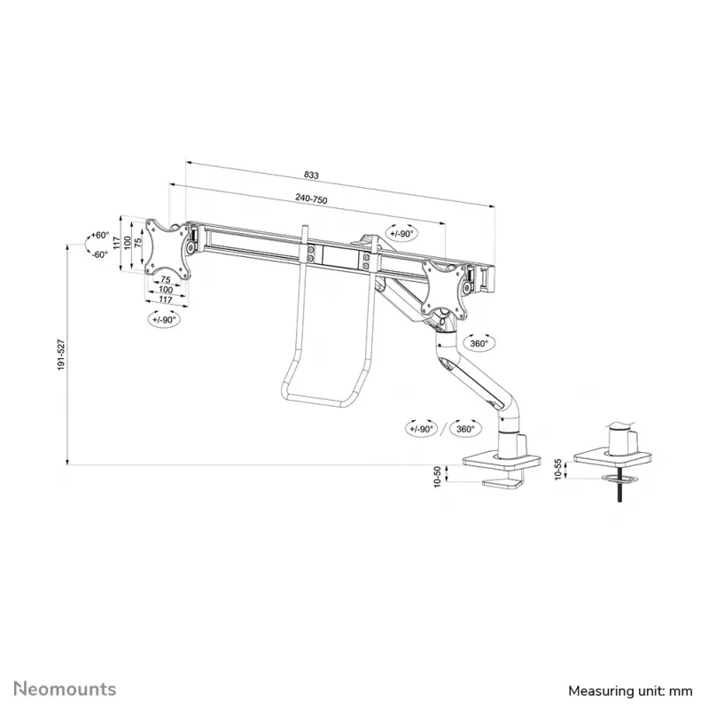 Neomounts DS75S-950WH2 braccio per monitor 17-32